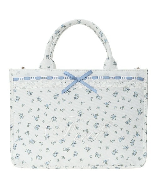 F i.n.t(フィント)の「はしごリボン小花柄トートバッグ(トートバッグ・レディース・ライトブルー/レッド・FREE)」の14枚目の写真