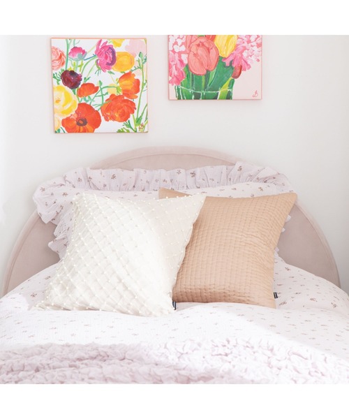 フリル ガーゼ スモールフラワー 掛け布団カバー シングル ピンク 綿