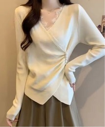 ammy. | 【 ammy. / エイミードット 】 レース トリム アシンメトリー カシュクール ロンT(Tシャツ/カットソー)