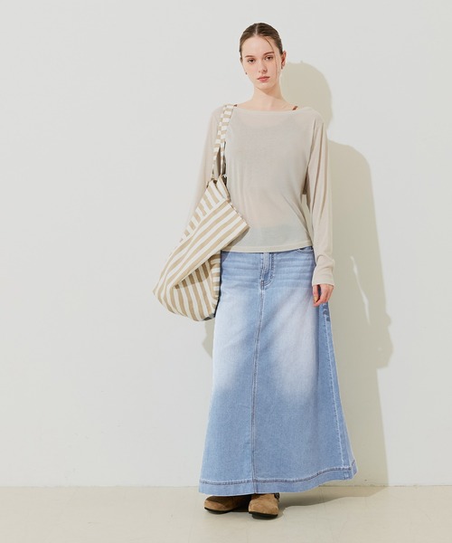 coca（coca）（コカ）の「カットデニムマキシ丈スカート（デニムスカート・レディース・ライトブルー/ブルー・L/S）」の3枚目の写真