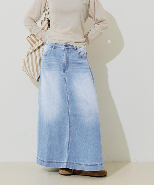 coca（coca）（コカ）の「カットデニムマキシ丈スカート（デニムスカート・レディース・ライトブルー/ブルー・L/S）」の8枚目の写真