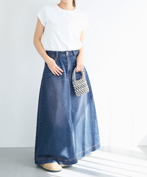 coca（coca）（コカ）の「カットデニムマキシ丈スカート（デニムスカート・レディース・ライトブルー/ブルー・L/S）」の11枚目の写真