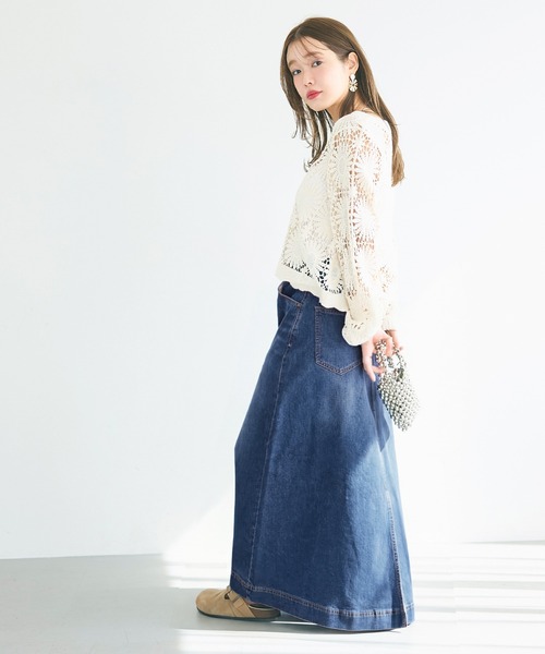 coca（coca）（コカ）の「カットデニムマキシ丈スカート（デニムスカート・レディース・ライトブルー/ブルー・L/S）」の13枚目の写真
