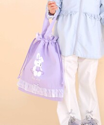 SLAP SLIP（スラップスリップ）の「恐竜はたらくくるまウサギフリルリボン総柄お着替えバッグ（トートバッグ）」