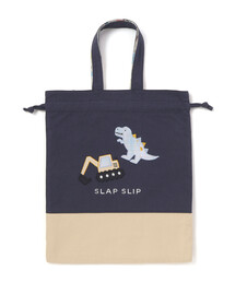 SLAP SLIP（スラップスリップ）の「恐竜はたらくくるまウサギフリルリボン総柄お着替えバッグ（トートバッグ）」