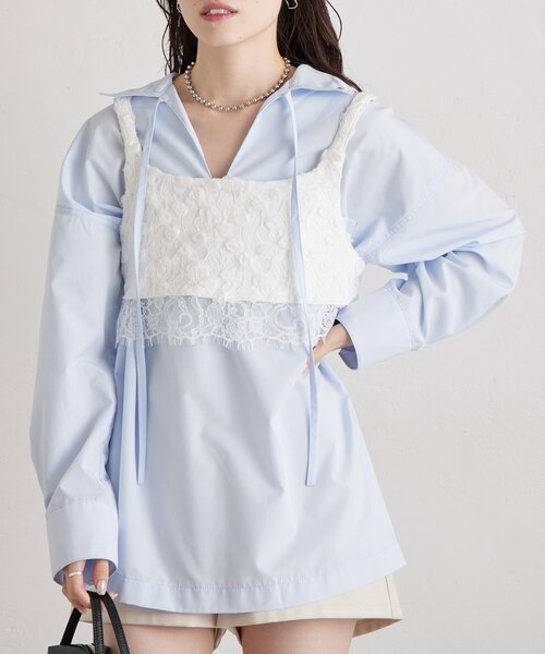 mystic（ミスティック）の「フラワーレースビスチェ（シャツ/ブラウス・レディース・ブラック/オフホワイト・FREE）」の3枚目の写真