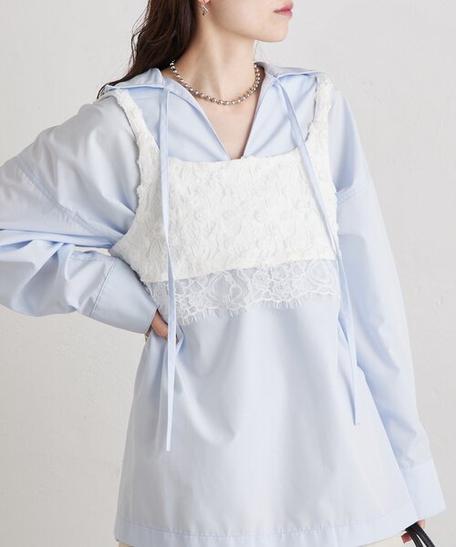 mystic（ミスティック）の「フラワーレースビスチェ（シャツ/ブラウス・レディース・ブラック/オフホワイト・FREE）」の4枚目の写真