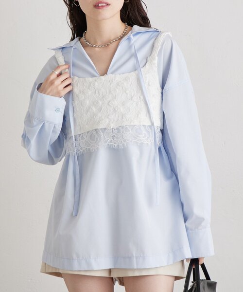 mystic（ミスティック）の「フラワーレースビスチェ（シャツ/ブラウス・レディース・ブラック/オフホワイト・FREE）」の9枚目の写真