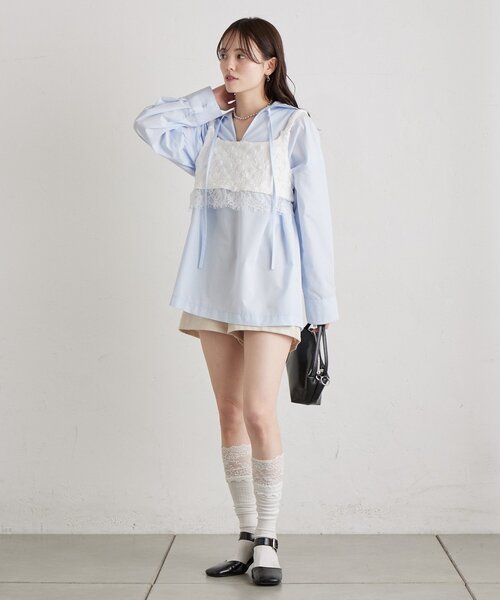 mystic（ミスティック）の「フラワーレースビスチェ（シャツ/ブラウス・レディース・ブラック/オフホワイト・FREE）」の10枚目の写真