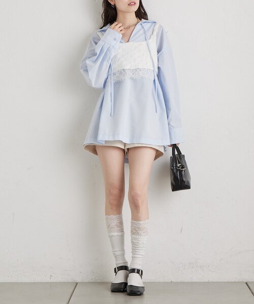 mystic（ミスティック）の「フラワーレースビスチェ（シャツ/ブラウス・レディース・ブラック/オフホワイト・FREE）」の11枚目の写真