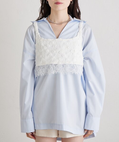 mystic（ミスティック）の「フラワーレースビスチェ（シャツ/ブラウス・レディース・ブラック/オフホワイト・FREE）」の12枚目の写真