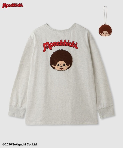 Mac-House(マックハウス)の「【 Monchhichi / モンチッチ 】 サガラ刺繍ロングスリーブTシャツ アクリルキーホルダー付き(Tシャツ/カットソー・レディース・オートミール/チャコールグレー・M/L)」の2枚目の写真