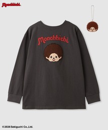 【 Monchhichi / モンチッチ 】 サガラ刺繍ロングスリーブTシャツ アクリルキーホルダー付き
