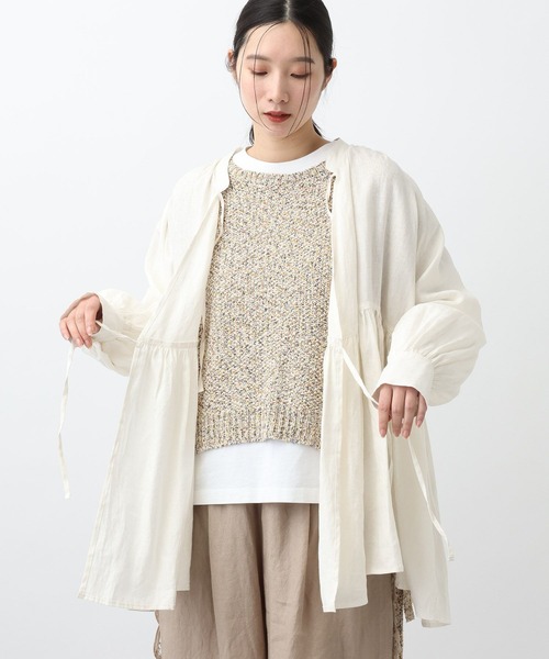 studio CLIP（スタディオクリップ）の「《natural by clip》リネンカシュクールブラウス（シャツ/ブラウス・レディース・オフホワイト/ブルー・FREE）」の7枚目の写真