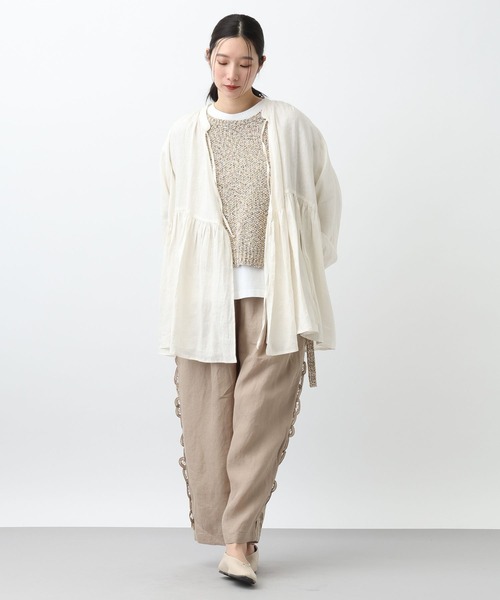 studio CLIP（スタディオクリップ）の「《natural by clip》リネンカシュクールブラウス（シャツ/ブラウス・レディース・オフホワイト/ブルー・FREE）」の8枚目の写真