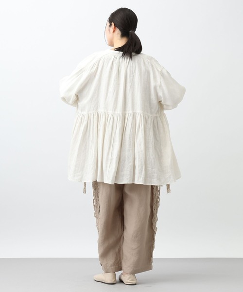 studio CLIP（スタディオクリップ）の「《natural by clip》リネンカシュクールブラウス（シャツ/ブラウス・レディース・オフホワイト/ブルー・FREE）」の10枚目の写真