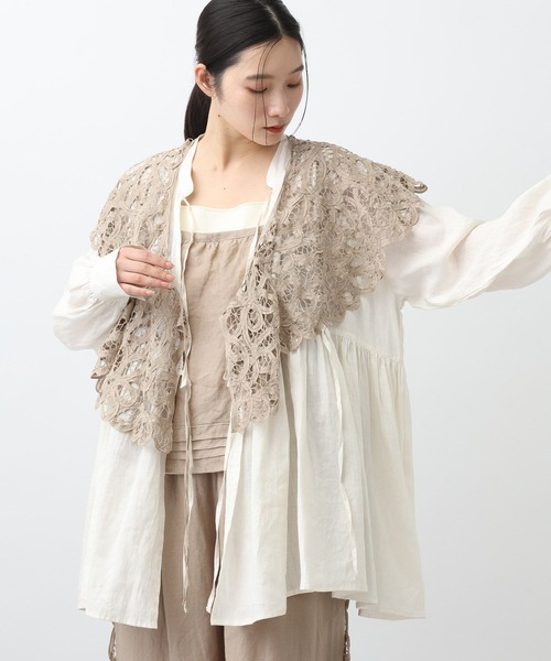 studio CLIP（スタディオクリップ）の「《natural by clip》リネンカシュクールブラウス（シャツ/ブラウス・レディース・オフホワイト/ブルー・FREE）」の11枚目の写真