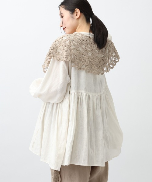 studio CLIP（スタディオクリップ）の「《natural by clip》リネンカシュクールブラウス（シャツ/ブラウス・レディース・オフホワイト/ブルー・FREE）」の12枚目の写真