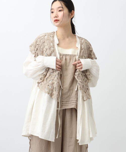 studio CLIP（スタディオクリップ）の「《natural by clip》リネンカシュクールブラウス（シャツ/ブラウス・レディース・オフホワイト/ブルー・FREE）」の13枚目の写真