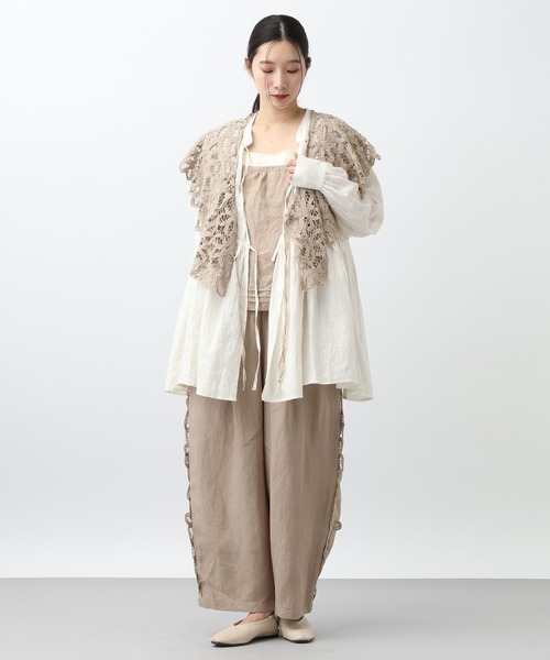 studio CLIP（スタディオクリップ）の「《natural by clip》リネンカシュクールブラウス（シャツ/ブラウス・レディース・オフホワイト/ブルー・FREE）」の14枚目の写真