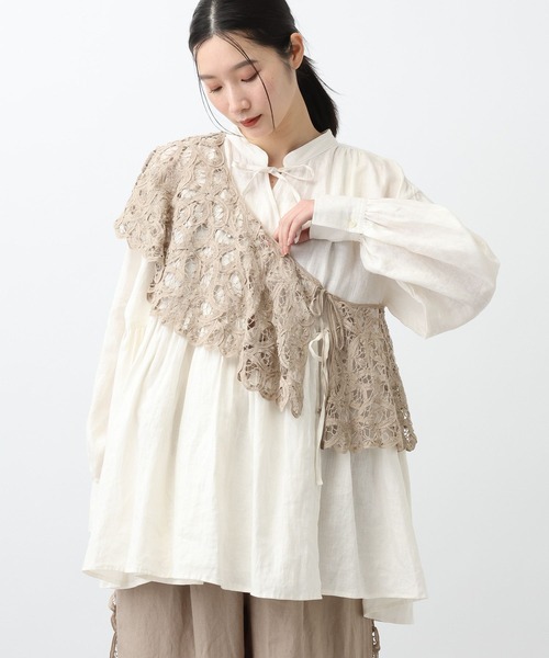 studio CLIP（スタディオクリップ）の「《natural by clip》リネンカシュクールブラウス（シャツ/ブラウス・レディース・オフホワイト/ブルー・FREE）」の16枚目の写真