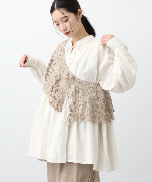 studio CLIP（スタディオクリップ）の「《natural by clip》リネンカシュクールブラウス（シャツ/ブラウス・レディース・オフホワイト/ブルー・FREE）」の17枚目の写真