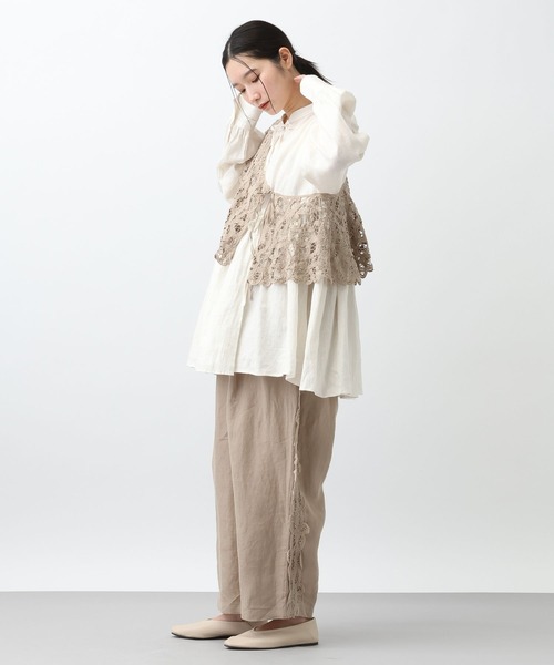 studio CLIP（スタディオクリップ）の「《natural by clip》リネンカシュクールブラウス（シャツ/ブラウス・レディース・オフホワイト/ブルー・FREE）」の18枚目の写真