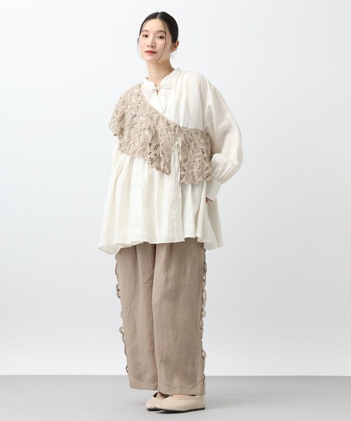 studio CLIP（スタディオクリップ）の「《natural by clip》リネンカシュクールブラウス（シャツ/ブラウス・レディース・オフホワイト/ブルー・FREE）」の21枚目の写真