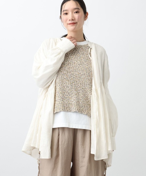 studio CLIP（スタディオクリップ）の「《natural by clip》リネンカシュクールブラウス（シャツ/ブラウス・レディース・オフホワイト/ブルー・FREE）」の5枚目の写真