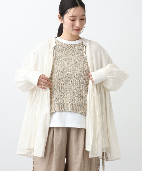 studio CLIP（スタディオクリップ）の「《natural by clip》リネンカシュクールブラウス（シャツ/ブラウス・レディース・オフホワイト/ブルー・FREE）」の6枚目の写真