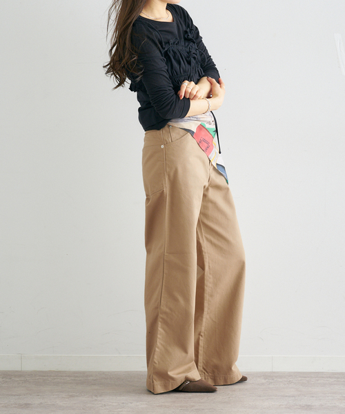 U by SPICK&SPAN（ユーバイスピックアンドスパン）の「《新色 / 追加》ヴィンテージライクチノパンツ（チノパンツ・レディース・ネイビー/ベージュ/ブラウン・38/36）」の5枚目の写真