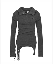 ROUGHNECK（ラフネック）の「ガーター フードパーカー ヘンリートップ グレー（Tシャツ/カットソー）」