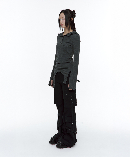 ROUGHNECK(ラフネック)の「ガーター フードパーカー ヘンリートップ グレー(Tシャツ/カットソー・レディース・その他・SMALL/MEDIUM)」の3枚目の写真