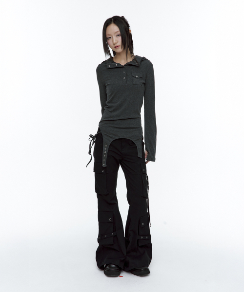 ROUGHNECK(ラフネック)の「ガーター フードパーカー ヘンリートップ グレー(Tシャツ/カットソー・レディース・その他・SMALL/MEDIUM)」の5枚目の写真