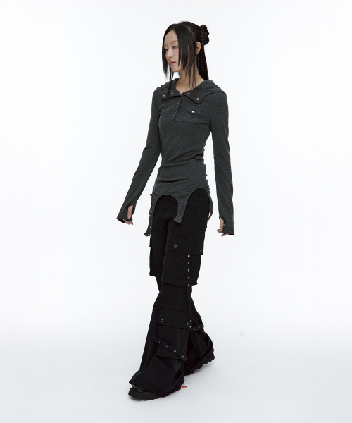 ROUGHNECK(ラフネック)の「ガーター フードパーカー ヘンリートップ グレー(Tシャツ/カットソー・レディース・その他・SMALL/MEDIUM)」の6枚目の写真
