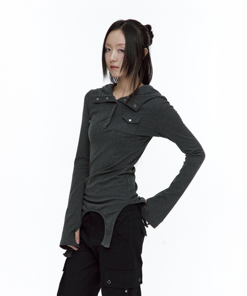 ROUGHNECK(ラフネック)の「ガーター フードパーカー ヘンリートップ グレー(Tシャツ/カットソー・レディース・その他・SMALL/MEDIUM)」の9枚目の写真