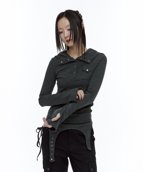 ROUGHNECK(ラフネック)の「ガーター フードパーカー ヘンリートップ グレー(Tシャツ/カットソー・レディース・その他・SMALL/MEDIUM)」の10枚目の写真