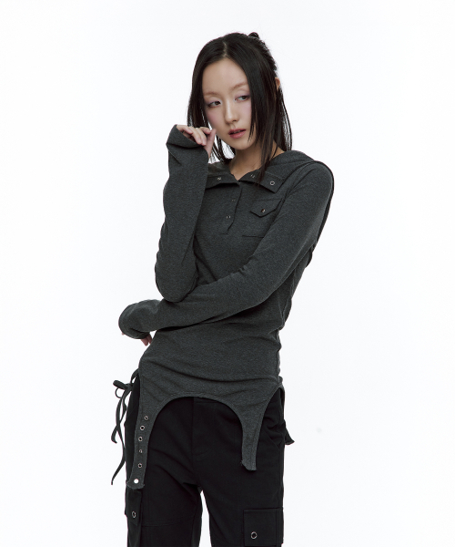 ROUGHNECK(ラフネック)の「ガーター フードパーカー ヘンリートップ グレー(Tシャツ/カットソー・レディース・その他・SMALL/MEDIUM)」の11枚目の写真