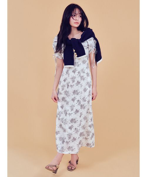 SNIDEL（スナイデル）の「【WEB限定/ROSE Collection】ROSEプリントワンピース（ワンピース・レディース・イエロー/アイボリー/ピンクベージュ/マルチ・0/1/2/00）」の9枚目の写真