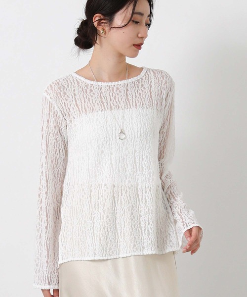 Gready Brilliant（グレディブリリアン）の「ストレッチレースカットソー（Tシャツ/カットソー・レディース・ブラック/オフホワイト・38）」の2枚目の写真