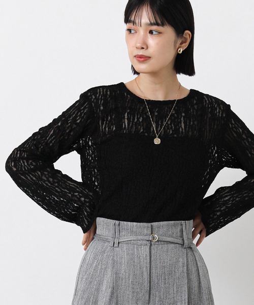 Gready Brilliant（グレディブリリアン）の「ストレッチレースカットソー（Tシャツ/カットソー・レディース・ブラック/オフホワイト・38）」の13枚目の写真