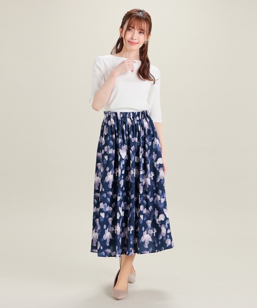 GLACIER lusso(グラシアルッソ)の「【UVカット】5分袖ボートネックトップス(Tシャツ/カットソー・レディース・アイボリー/ブラック/ブルーグリーン/杢グレー/ネイビー/ブルー・L/LL/M/S)」の12枚目の写真