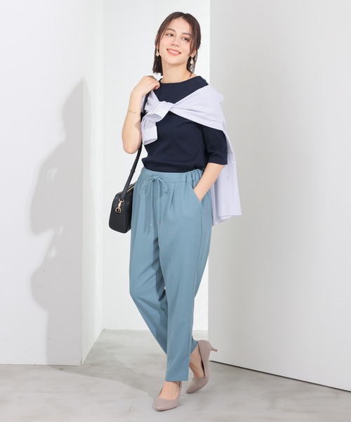 GLACIER lusso(グラシアルッソ)の「【UVカット】5分袖ボートネックトップス(Tシャツ/カットソー・レディース・アイボリー/ブラック/ブルーグリーン/杢グレー/ネイビー/ブルー・L/LL/M/S)」の19枚目の写真