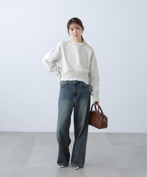 FREE'S MART（フリーズマート）の「【MFM】フリルドッキングスウェット（Tシャツ/カットソー・レディース・ホワイト系その他/ネイビー・FREE）」の12枚目の写真