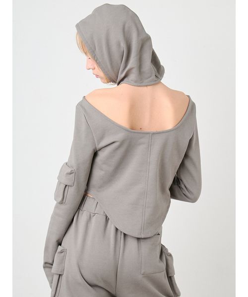 SORIN（ソリン　）の「Back Open Slim Hoodie/バックオープンスリムフーディー（パーカー・レディース・オフホワイト/カーキ/ブラック・38）」の4枚目の写真