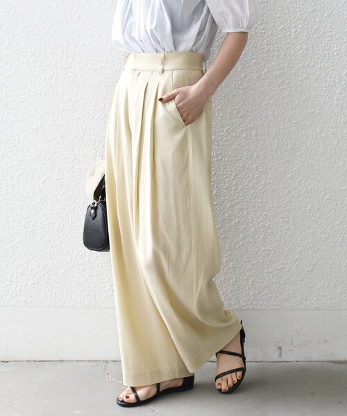 SHIPS any(シップス エニィ)の「SHIPS any:〈洗濯機可能〉リネンミックス 2タック テーパード パンツ(その他パンツ・レディース・クリーム/ダークオリーブ・38/36)」の12枚目の写真