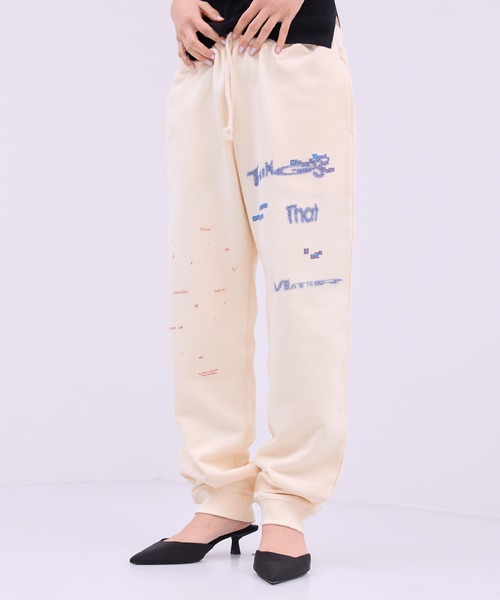 THINGS THAT MATTER（シングス ザット マター）の「CHAOS PRINT SWEAT PANTS / カオス プリント スウェット パンツ/ZOZOTOWN限定商品（スウェットパンツ・レディース・クリーム/グレー/ブラック・FREE）」の5枚目の写真