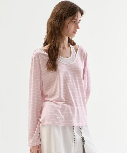 Fano Studios（ファノ ストゥディオズ）の「フェイクレイヤード ホルターネック風 トップス FC26S085【Fano Studios】【2026SS】（Tシャツ/カットソー・レディース・ピンク・S/M/L）」の5枚目の写真