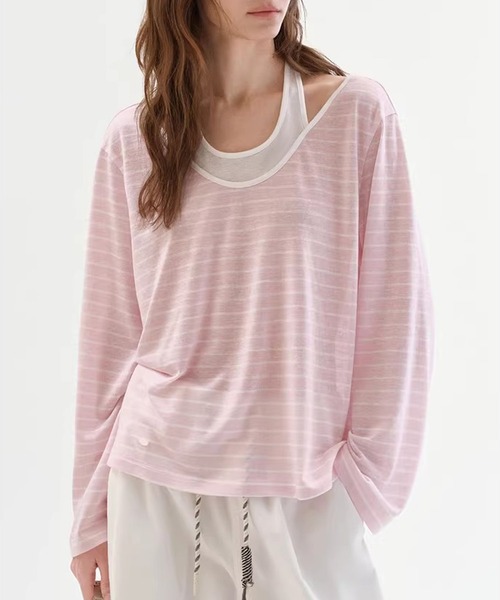 Fano Studios（ファノ ストゥディオズ）の「フェイクレイヤード ホルターネック風 トップス FC26S085【Fano Studios】【2026SS】（Tシャツ/カットソー・レディース・ピンク・S/M/L）」の6枚目の写真