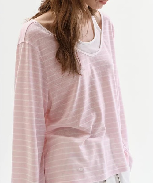 Fano Studios（ファノ ストゥディオズ）の「フェイクレイヤード ホルターネック風 トップス FC26S085【Fano Studios】【2026SS】（Tシャツ/カットソー・レディース・ピンク・S/M/L）」の9枚目の写真